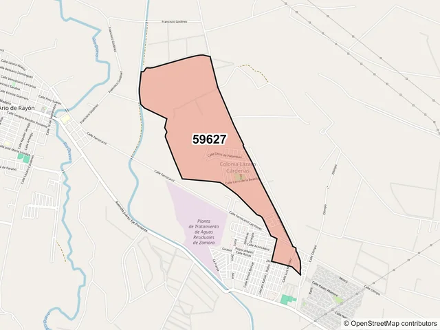 Mapa del código postal 59627, Zamora, Michoacán de Ocampo