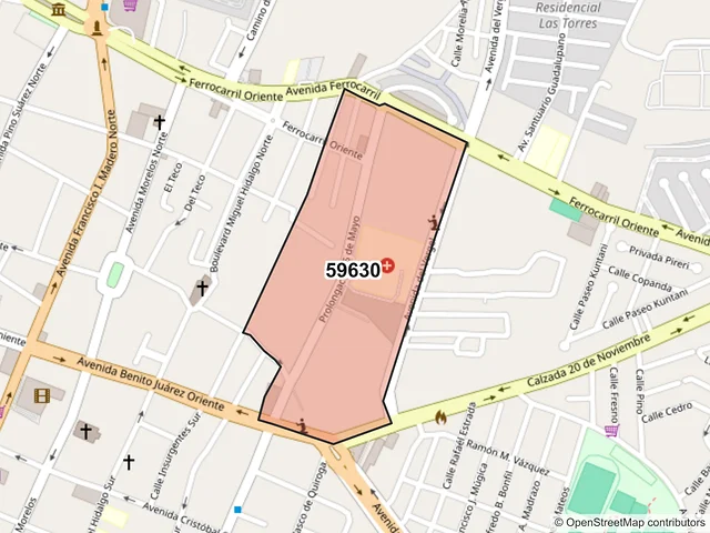 Mapa del código postal 59630, Zamora, Michoacán de Ocampo