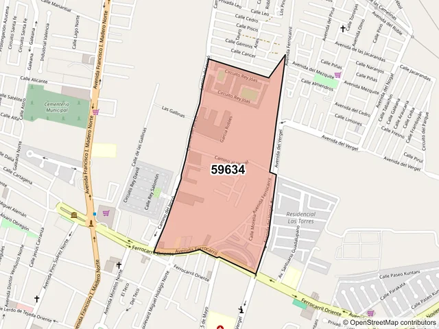 Mapa del código postal 59634, Zamora, Michoacán de Ocampo