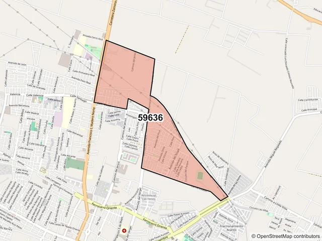 Mapa del código postal 59636, Zamora, Michoacán de Ocampo