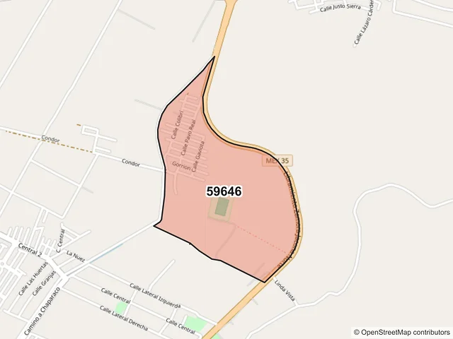 Mapa del código postal 59646, Zamora, Michoacán de Ocampo