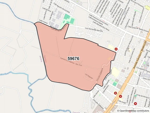 Mapa del código postal 59676, Zamora, Michoacán de Ocampo
