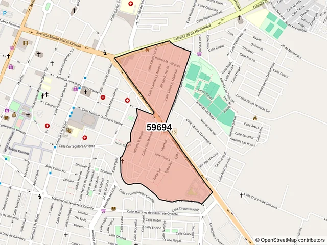Mapa del código postal 59694, Zamora, Michoacán de Ocampo