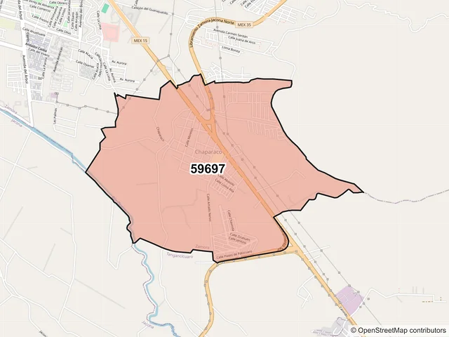 Mapa del código postal 59697, Zamora, Michoacán de Ocampo