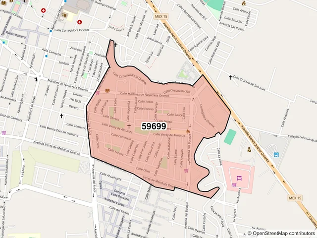 Mapa del código postal 59699, Zamora, Michoacán de Ocampo
