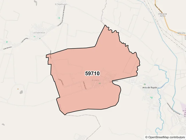 Mapa del código postal 59710, Zamora, Michoacán de Ocampo