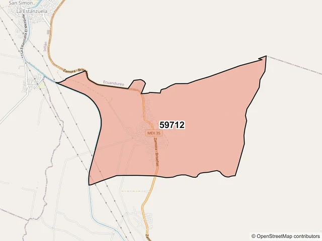 Mapa del código postal 59712, Zamora, Michoacán de Ocampo