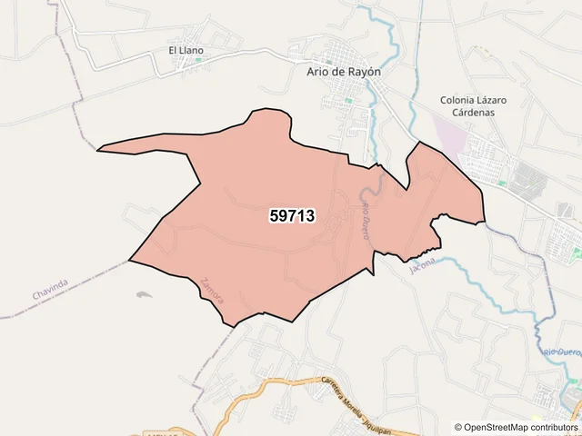 Mapa del código postal 59713, Zamora, Michoacán de Ocampo