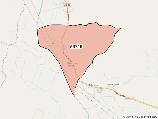 Mapa del código postal 59715, Zamora, Michoacán de Ocampo
