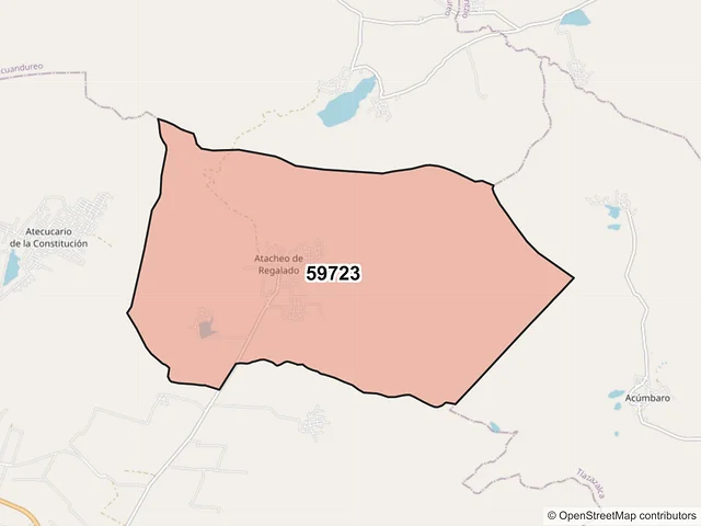 Mapa del código postal 59723, Zamora, Michoacán de Ocampo
