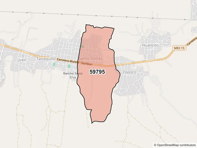Mapa del código postal 59795, Chilchota, Michoacán de Ocampo