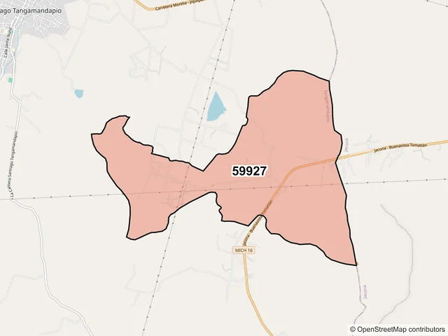 Mapa del código postal 59927, Tangamandapio, Michoacán de Ocampo