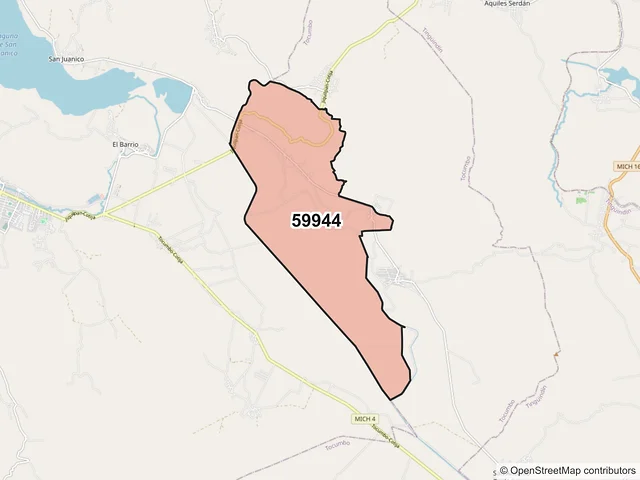 Mapa del código postal 59944, Cotija, Michoacán de Ocampo
