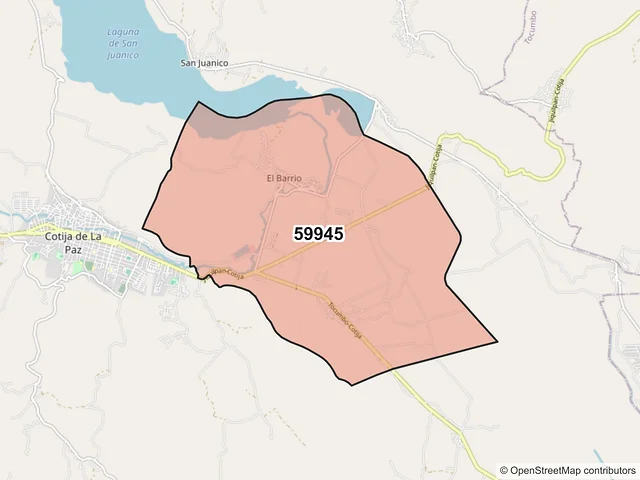 Mapa del código postal 59945, Cotija, Michoacán de Ocampo