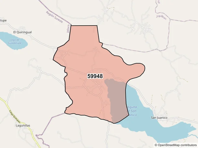 Mapa del código postal 59948, Cotija, Michoacán de Ocampo