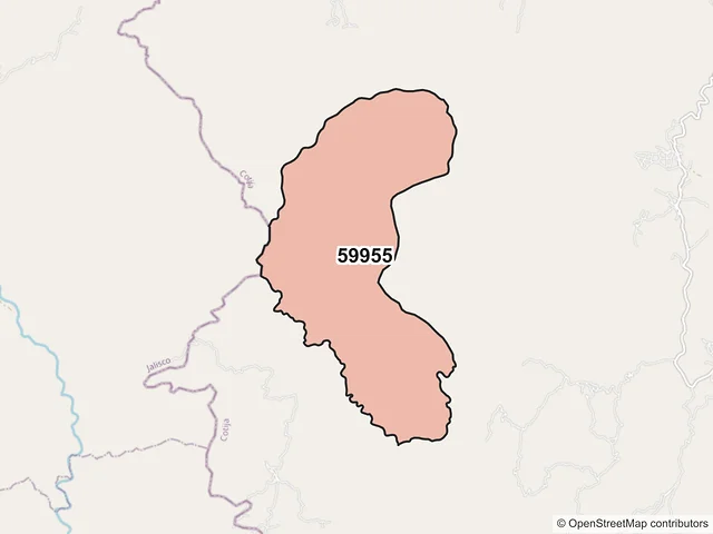 Mapa del código postal 59955, Cotija, Michoacán de Ocampo