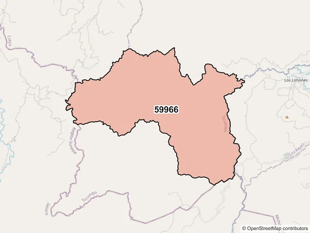 Mapa del código postal 59966, Tocumbo, Michoacán de Ocampo