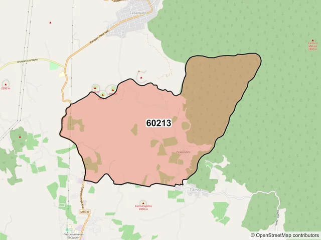 Mapa del código postal 60213, Uruapan, Michoacán de Ocampo