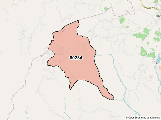Mapa del código postal 60234, Uruapan, Michoacán de Ocampo