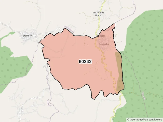 Mapa del código postal 60242, Charapan, Michoacán de Ocampo