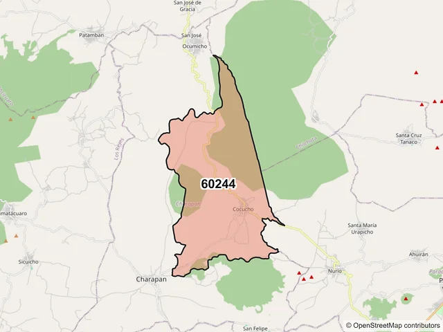 Mapa del código postal 60244, Charapan, Michoacán de Ocampo