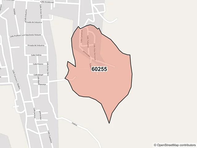Mapa del código postal 60255, Paracho, Michoacán de Ocampo
