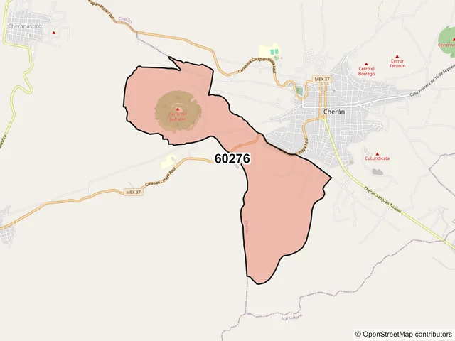Mapa del código postal 60276, Cherán, Michoacán de Ocampo