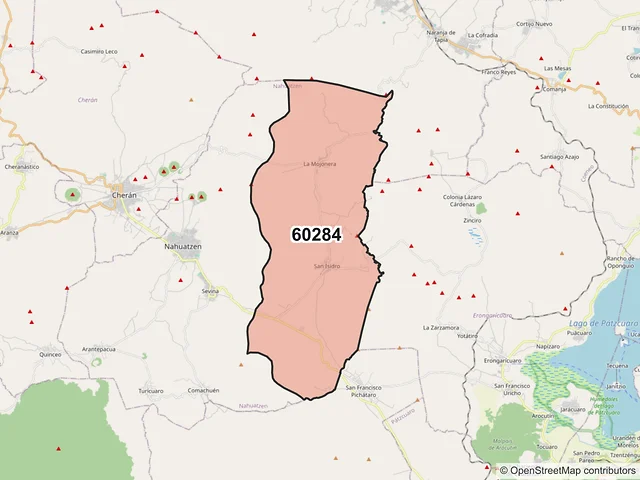 Mapa del código postal 60284, Nahuatzen, Michoacán de Ocampo