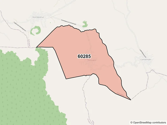 Mapa del código postal 60285, Nahuatzen, Michoacán de Ocampo