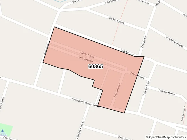 Mapa del código postal 60365, Los Reyes, Michoacán de Ocampo