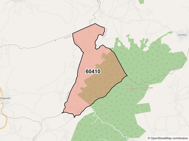 Mapa del código postal 60410, Los Reyes, Michoacán de Ocampo