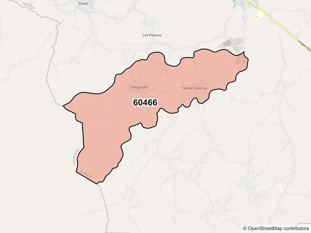 Mapa del código postal 60466, Tancítaro, Michoacán de Ocampo