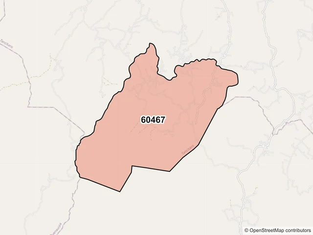 Mapa del código postal 60467, Tancítaro, Michoacán de Ocampo