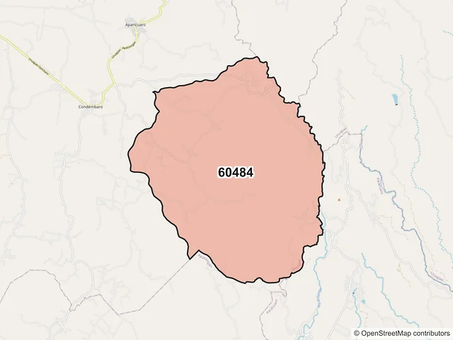 Mapa del código postal 60484, Tancítaro, Michoacán de Ocampo