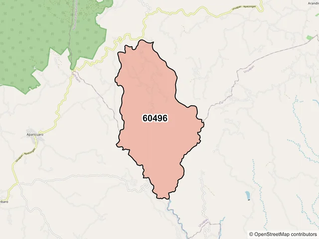 Mapa del código postal 60496, Nuevo Parangaricutiro, Michoacán de Ocampo