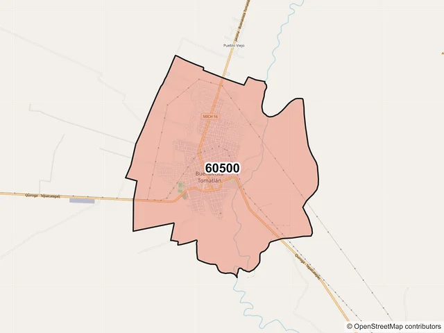 Mapa del código postal 60500, Buenavista, Michoacán de Ocampo