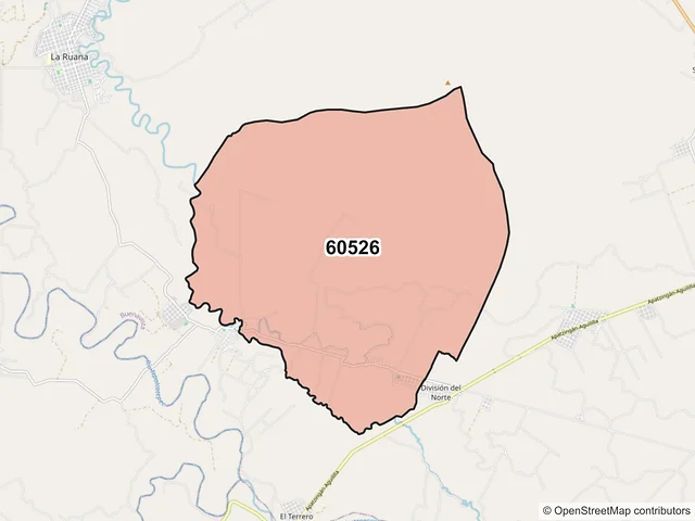 Mapa del código postal 60526, Buenavista, Michoacán de Ocampo