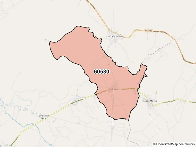 Mapa del código postal 60530, Buenavista, Michoacán de Ocampo