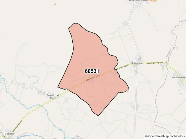 Mapa del código postal 60531, Buenavista, Michoacán de Ocampo