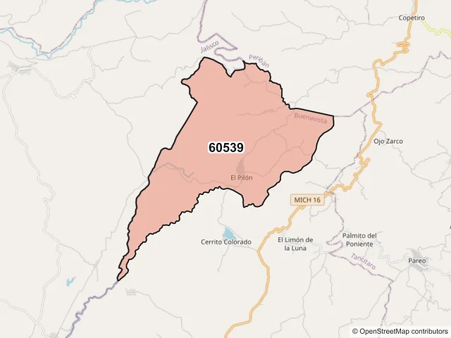 Mapa del código postal 60539, Buenavista, Michoacán de Ocampo