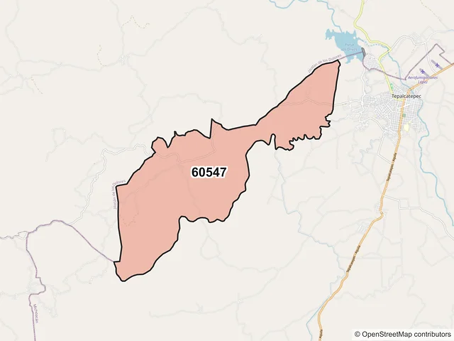 Mapa del código postal 60547, Tepalcatepec, Michoacán de Ocampo