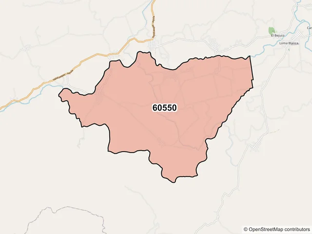 Mapa del código postal 60550, Tepalcatepec, Michoacán de Ocampo