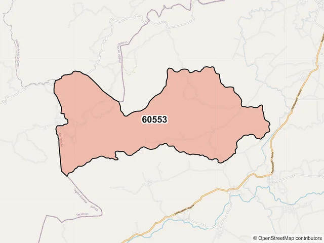 Mapa del código postal 60553, Tepalcatepec, Michoacán de Ocampo