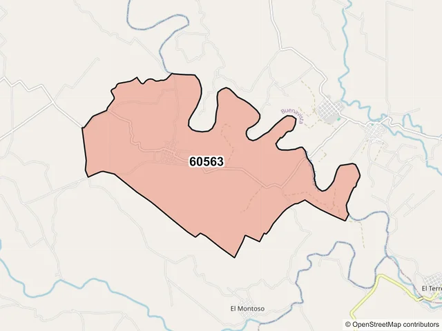 Mapa del código postal 60563, Tepalcatepec, Michoacán de Ocampo
