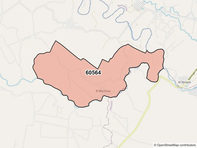 Mapa del código postal 60564, Tepalcatepec, Michoacán de Ocampo
