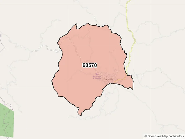 Mapa del código postal 60570, Aguililla, Michoacán de Ocampo