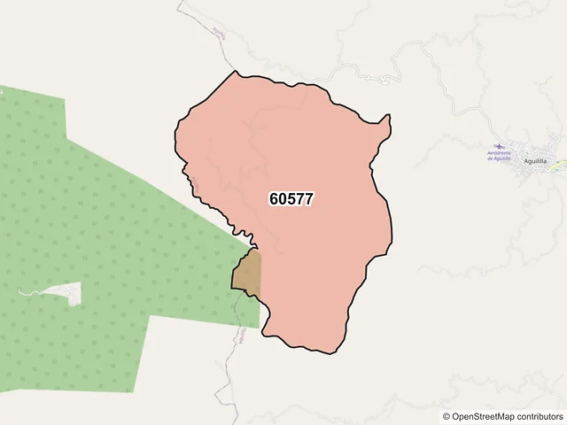 Mapa del código postal 60577, Aguililla, Michoacán de Ocampo