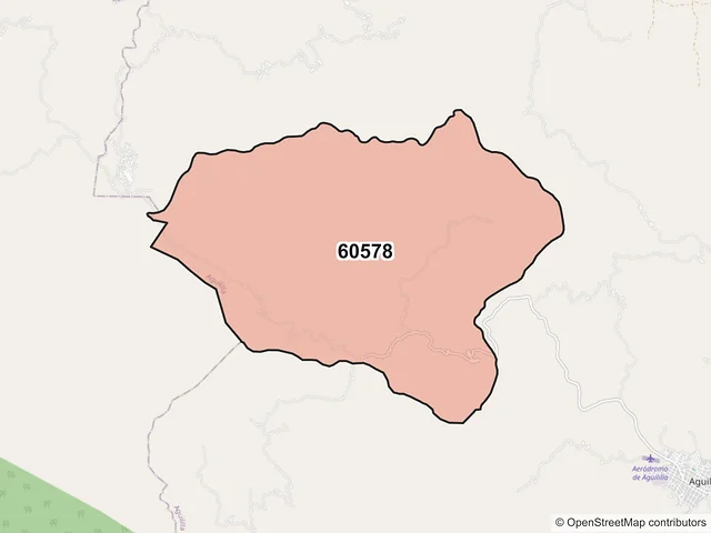 Mapa del código postal 60578, Aguililla, Michoacán de Ocampo