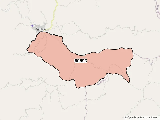 Mapa del código postal 60593, Aguililla, Michoacán de Ocampo