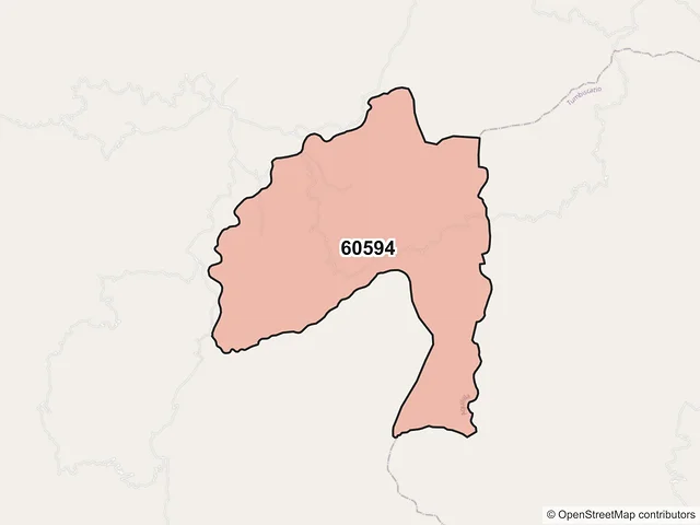 Mapa del código postal 60594, Aguililla, Michoacán de Ocampo